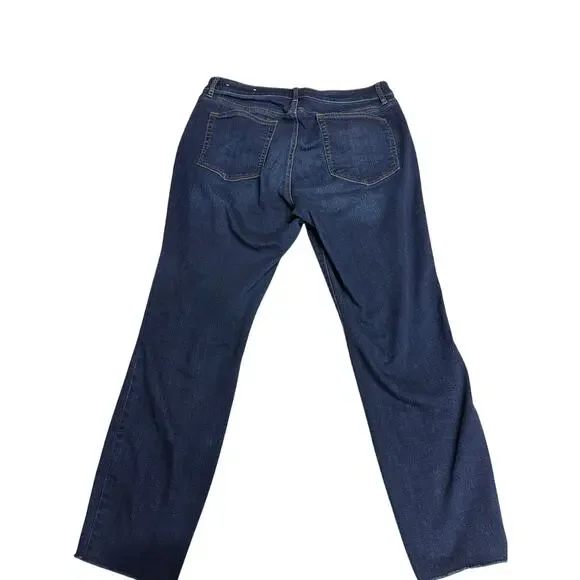 Loft Women’s Jeans Curvy Skinny Ankle Dark Wash raw hem Size 31/12 - Picture 3 of 7